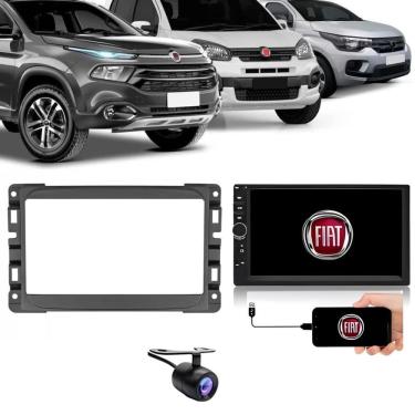 Imagem de Central Multimídia 2 Din Mp5 Fiat Uno Câmera Moldura Pt Fosco