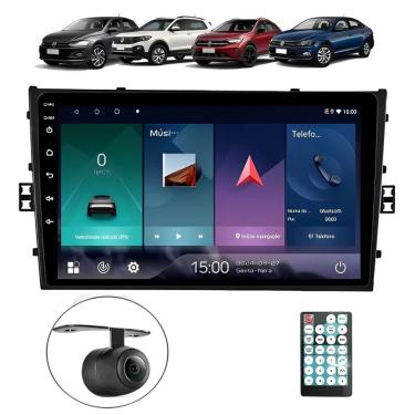 Imagem de Central Multimídia Android 2 Din T-cross Moldura 9 Câmera Ré Pt Fosco