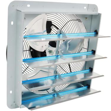 Imagem de HOSTIC Ventilador De Lâminas Alumínio 16" Com Persiana Parede Adequada Para Porão, Estufa, Galpão, Sótão E Garagem