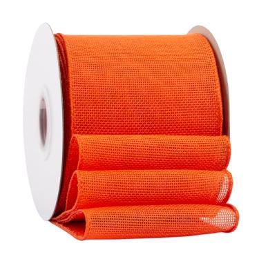 Imagem de Ribbonitlux Fita De Juta Laranja Com Arame, 10 Cm X 20 Jardas, Borda Para Embrulho Presente, Laço Grande, Guirlanda E Decoração Árvore Natal