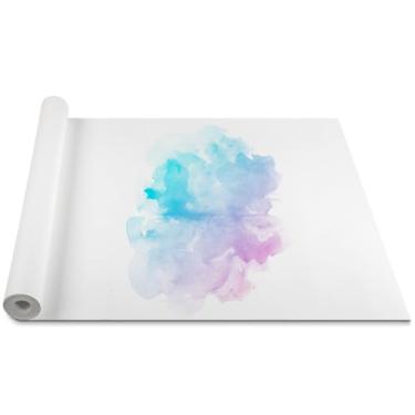 Imagem de Feifeiya Rolo de papel para aquarela, 89 cm x 10 metros, 63,5 kg/300 g/m² arte prensada a frio, papel de algodão, textura branca, rolo de pintura em branco para aquarela guache tinta acrílica e mais
