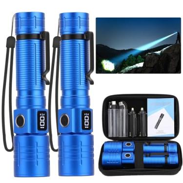 Imagem de NetCan Lanterna de LED, lanterna tática super brilhante de alta potência, lanternas recarregáveis, lúmens altos, 6 modos de zoom, luzes de flash à prova d'água para emergência, acampamento, caminhada