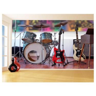 Imagem de Papel De Parede Musica Bateria E Guitarra Rock 3,5M Mus57 - Você Decor