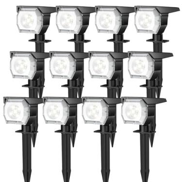 Imagem de EIUIO Luzes solares externas, 3 modos de iluminação, luzes solares externas com ligar/desligar automático, iluminação de paisagem à prova d'água para caminho de jardim e quintal