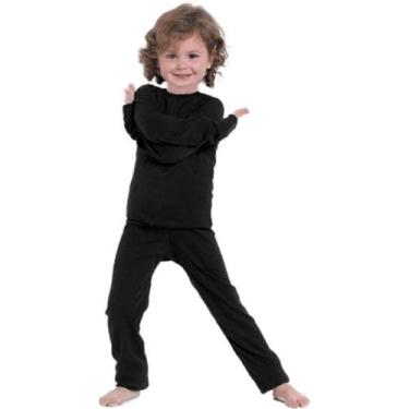 Imagem de Conjunto de frio intenso infantil  flanelado - Neve térmica , Preto, 1
