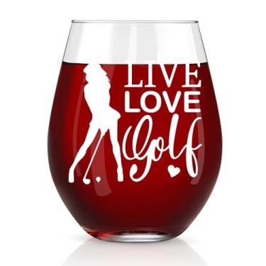 Imagem de Perfectinsoy Live Love Taça de vinho sem haste de golfe, taça de vinho legal para amantes de golfistas, ótimos presentes para mulheres, colegas, amigas, mãe, tia, esposa, irmã, filha, namorada
