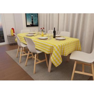 Imagem de TOALHA DE MESA XADREZ RETANGULAR 6 LUGARES AMARELA 1,40 x 1,80 - Mesa 