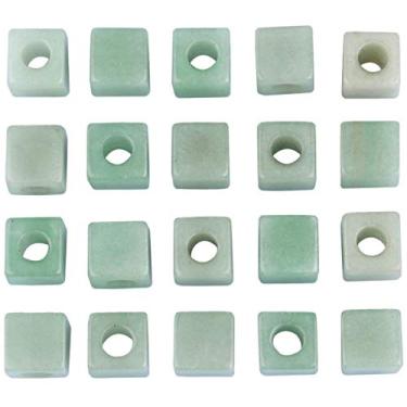 Imagem de Nupuyai — Contas largas de pedra grande para fabricação de joias, formato quadrado — Pulseira de berloques com contas europeias, pacote com 20, Verde, 1