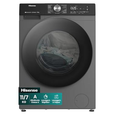 Imagem de Hisense Lava e Seca, 11kg Lavagem/7kg Secagem, Wi-Fi, Steam, 13 Programas, Motor Inverter, Painel Touch, Titanium WD3S11-220V