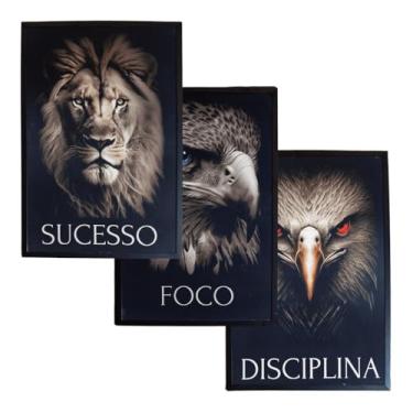 Imagem de Kit Quadros Com Moldura Impressos em Tela 62x43cm - Foco, Sucesso e Disciplina
