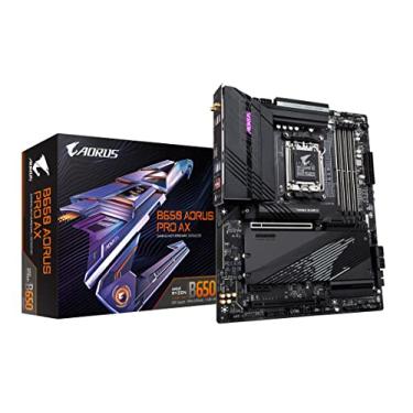 Imagem de GIGABYTE B650 AORUS PRO AX (AM5/ LGA 1718/ AMD B650/ ATX/5 anos de garantia/DDR5/Quad M.2/ PCIe 5.0/USB 3.2 Gen2X2 Tipo-C/WiFi 6E/ Intel 2.5GbE LAN/Q-Flash Plus/EZ-Latch/placa-mãe para jogos)