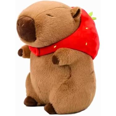 Imagem de Capivara de Pelúcia Antialérgica 30 cm Bichinho de Pelúcia (Touca Vermelha)