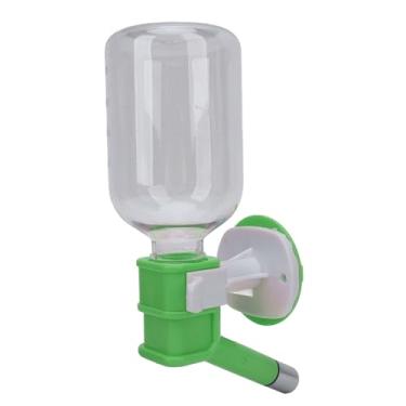 Imagem de Phefop Garrafa de água Pendurada para Animais de Estimação 300 Ml Capacidade de Aço Inoxidável Rolamento de Gaiola Garrafa de água para Cães Gênios Porquinhos Pequenos Animais Com Design (GREEN)