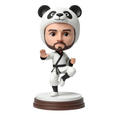 Imagem de Bobblehead de Kung Fu personalizado com chapéu de panda da sua foto, presente ideal para amantes de artes marciais, vibração, decoração de mesa, lembrança feita à mão