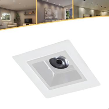 Imagem de 5 Spot Embutir De Led 2w 3000k 24° Branco Mini Quadrado P/Teto