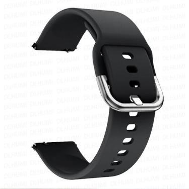Imagem de Pulseira Preta de Silicone Fecho de Aço 20MM Compatível  Waatch3 Activ