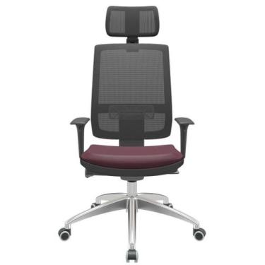 Imagem de Cadeira Office Brizza Tela Preta Com Encosto Assento Facto Dunas Bordô