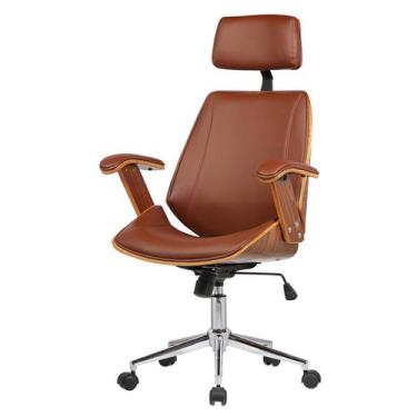 Imagem de Cadeira Office Lisboa PU Marrom Base Cromada - 37774 - Sun House