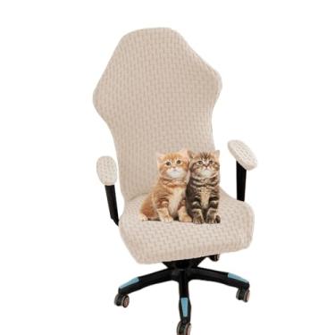 Imagem de Kitegrese Capa de cadeira de jogos capa elástica para cadeira de computador resistente ao desgaste lavável, para poltrona cadeira de computador de jogo (bege)