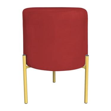 Imagem de Puff Decorativo Soren Suede Vermelho Pés de Ferro Dourado - Pallazio