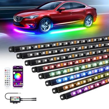 Imagem de OPP ULITE Barra de luz de realce colorida de alumínio com luzes de LED para carro, controle remoto RF e controle de aplicativo, faixa de luz com freio vermelho/seta amarela/kit de luz reversa branca