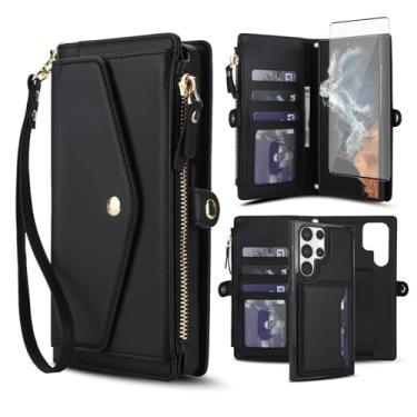 Imagem de Capa de telefone para Samsung Galaxy S23 Ultra 5G capa carteira compatível com Magsafe RFID protetor de tela transversal alça alça flip suporte cartão slot celular S23Ultra 23S S 23 23Ultra 17.3 cm