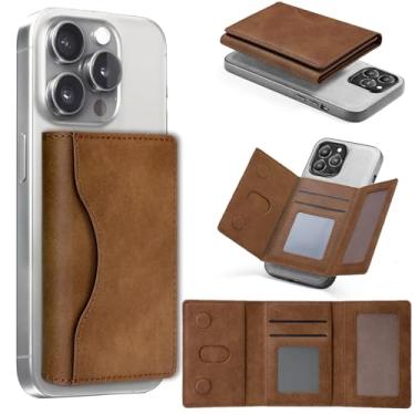 Imagem de Carteira fina masculina rifold minimalista de couro pequena, marrom, Marrom, Minimalista