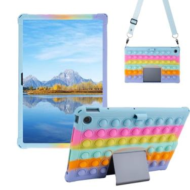 Imagem de Sfulatdc Capa de silicone para tablet com alça de ombro embutida, suporte para caneta stylus e leve, macia, compatível com Lenovo Tab Plus 11,5 azul claro