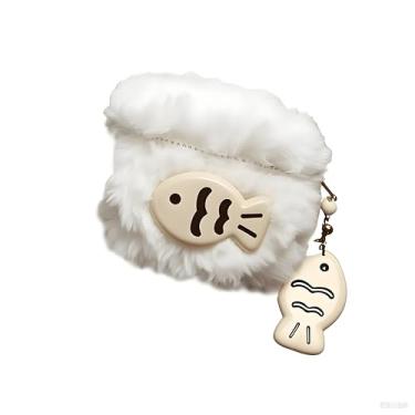Imagem de ICEELEC Compatível com AirPods 4, capa protetora fofa para AirPods 4ª geração com chaveiro Tiny Fish para meninas e mulheres, capa de fone de ouvido à prova de choque para AirPods 4ª geração