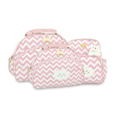 Imagem de Kit Sacola Maternidade Bolsa Viagem Bebê Mave Baby Luxo, Rosa