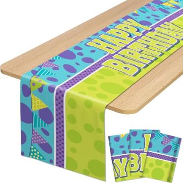 Imagem de Noekanfy 3 peças de toalha de mesa monstro 33 x 182 cm suprimentos de festa de monstro decoração de mesa para chá de bebê, meninos e meninas, decorações de festa de aniversário