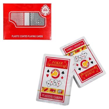 Imagem de Baralho Plástico 2 Maços 108 Cartas Vermelho E Preto