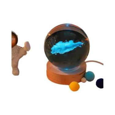 Imagem de Bola de Cristal 3D com Gravação a Laser do Sistema Solar - 6cm - Lumin