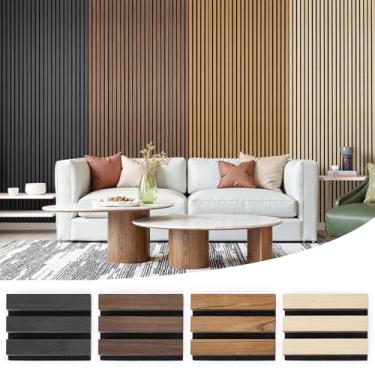 Imagem de Pacote com 4 amostras de painéis acústicos de ripas de madeira 15 x 12 cm