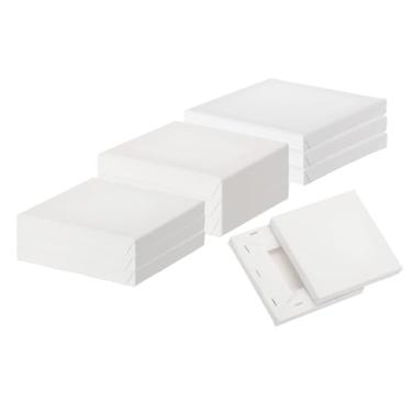 Imagem de PATIKIL Tela para pintura, pacote com 12 4x4 5x5 6x6 tela de algodão em branco conjunto de tinta a óleo suprimentos de arte para aquarela óleo acrílico guache têmpera