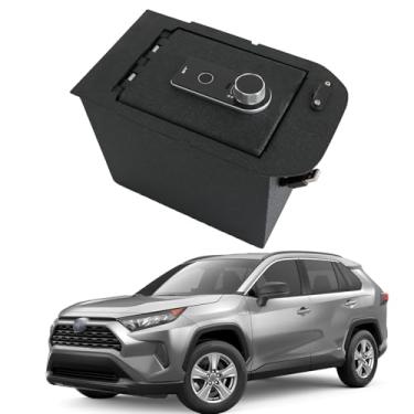 Imagem de TUOJUE SAFECenter Console cofre para arma de armazenamento compatível com Toyota RAV4 2019-2025, com trava de impressão digital superior, organizador de console central