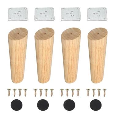 Imagem de PATIKIL Pernas de móveis de madeira, 4 peças de perna de sofá cônica de substituição de 15 cm para cadeira, sofá, cama, mesa de café, cor de madeira