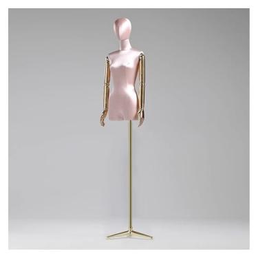 Imagem de Manequim feminino de fibra de vidro com torso de seda, ajustável de 47 a 84 pol., giratório e removível, para loja de roupas e costura(Pink)