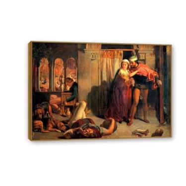 Imagem de Pintura famosa William Holman Hunt arte de parede The Eve of St. Agnes impressão em tela presente sala de estar impressões decoração quarto obras de arte 100x70cm (99.1x71.1 cm) moldura teca