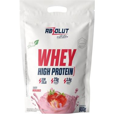 Imagem de Absolut Nutrition, Whey high protein, 23 gramas de proteína, adoçado com stevia, Sabor morango, Pouch, 900 gramas