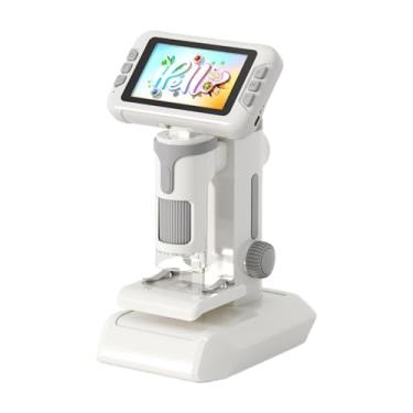 Imagem de predolo Microscópio para crianças, lupa leve, ferramenta de aprendizagem, experimento científico, brinquedo interativo para crianças, estudantes, Cinza