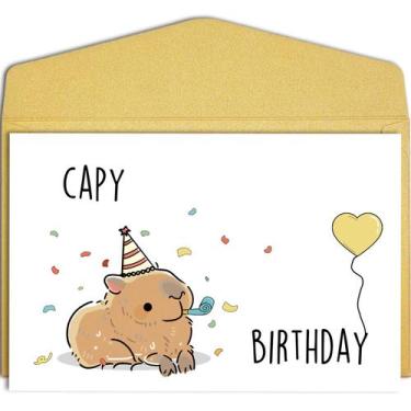 Imagem de Cartão de aniversário Qiliji Funny Cute Capivara Bday Pun for Him Her
