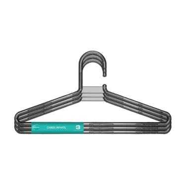 Imagem de Cabide Infantil Preto Cinquetti, Suporte De Roupa Infantil, Preto, Design Moderno, Produzido Com Plástico Livre De Bpa, Qualidade Brasileira Há Mais De 40 Anos, Contém 3 Cabides