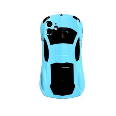 Imagem de Sepvaptfx Capa para iPhone 12 para meninos e meninas, design de carro esportivo de corrida 3D iPhone 12 para crianças, capa para iPhone 12 fofa e resistente (carro azul)