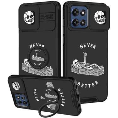 Imagem de Goocrux Capa para Moto G Stylus 5G 2025 - Capa de telefone feminina bonita exclusiva design legal capa de câmera deslizante com suporte de anel capas para Motorola G Stylus 5G 2025, crânio deitado