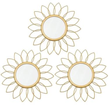 Imagem de Espelho Uaussi Sunburst Metal Wall, pacote com 3, 12,2 cm de diâmetro