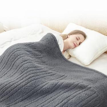 Imagem de SNUGSUN Cobertor aquecido sherpa dupla face, cobertor elétrico de aquecimento macio para cama, sistema de segurança automático, 6 níveis de aquecimento e 10 horas de desligamento automático, 183 x 213