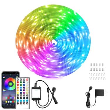 Imagem de vimeepro Fita de LED para ambientes externos de 20 metros à prova d'água, tiras de luz LED IP68 à prova d'água com controle remoto, sincronização de música RGB para ambientes externos, luzes de LED
