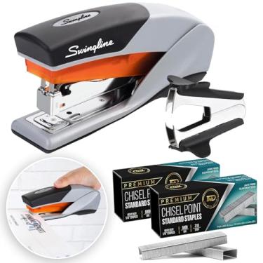 Imagem de The Mega Deals Grampeadores Para Mesa, Grampeador De Alta Resistência, Capacidade Para 25 Folhas, Com 2 Grampos, Removedor De Grampos - Optima 25, Sem Atolamentos, Esforço Reduzido, Grampeador De Ca