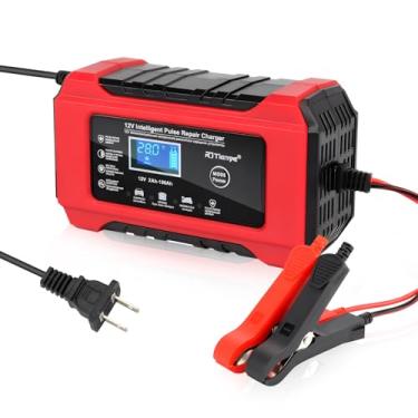 Imagem de Carregador de bateria de carro, 10 amperes, 12 V e 24 V, carregador de bateria inteligente totalmente automático, carregador de gotejamento para carro, camião, motocicleta, corta-relvas, baterias